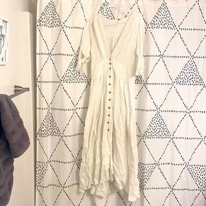 Free People white ankle length dress. Size M.